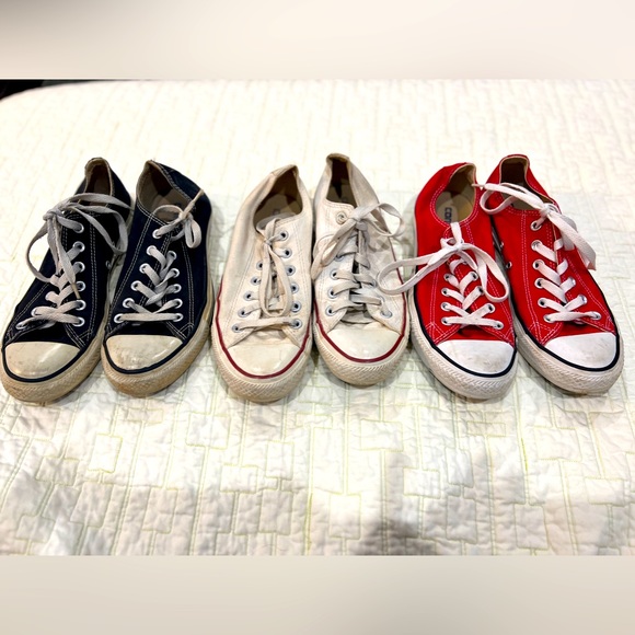 CLEARANCE
3 Pairs of Converse Size 8 Shoes | Red, Black and White - Picture 1 of 16